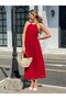Women's off-the-shoulder, halter neck, criss-cross back detail, long viscose dress - 5