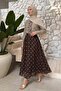 Belted Polka Dot Skirt 26112 - Brown - 2