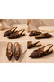 Women's Pointed Toe Cross-Strapped Gold Buckle Slingback Ballerinas - 3