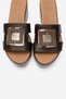Hiola Brown Genuine Leather Buckle Women's Wedge Heeled Slippers - 2