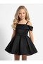 Girl's Draped Shoulder Detailed Mini Design Evening Dress - 3