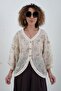 Ecru mink flower embroidered jacket - 4