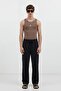 Black Linen Blend Men's Trousers with Elastic Waist - 4