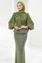 Green Beaded Embroidered Skirt Evening Dress Set - 2