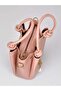 Women's Tote Bag Pastel Pink Multi-Compartment Hand and Shoulder Bag with Charm Accessories - 4