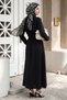 Black Dress with Belt Detail and Elastic Waist - 4