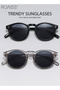 2Pcs Round Sunglasses for Men Women UV400 Protection Sun Glasses Fashion Decorative Eyewear Outdoor Party Street Photography Black and Grey - 6