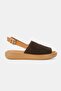 Women's Brown Suede Genuine Leather Flat Sole Strappy Daily Sandals - 5