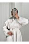Dilgenur Shoulder Ruffle Chiffon Dress-Bn4635 White - 3