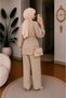 Women's Stone Detailed Sleeveless Loose Linen Shirt and Waist-Tie Pants Stylish Two-Piece Set - 3