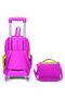 Primary School Trolley Bag and Lunch Set - Girls - Yellow Purple Checkered Pattern - 3