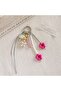 Bag Ornament with Butterflies, Pink Flowers and Beads, Keychain, Phone Charm - 2