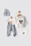 100% Cotton Newborn Baby Hospital Release Set of 5 |   0-3 Months |   Hat, Top, Pants, Apron, Gloves - Men with Mouse Design