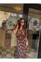 Asatet Saten Patterned Dress with Lace Details - 5