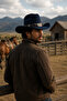 Men's Navy Blue Cowboy Western Style Leather Detailed Hat - 2