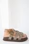 Borde Women's Genuine Leather Scarf and Buckle Nubuck Gray Slippers - 2