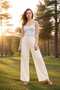 Greta Women's Elastic Waist-Lace-Up High Waist Comfortable Fit Beige Color Trousers New
