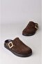 Seç 4000 Genuine Leather Sabo Slippers (Heel Height: 3 cm) Brown Suede - 5