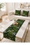 Runner with Leaf Pattern and 2-Piece Throw Pillow Set |   Bohemian Tropical Living Room Decoration Set - 3-Piece Dowry Set - 6