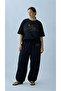 Plus Size Women's Black Set – Oversized T-Shirt with Butterfly Print and Comfortable Pants Set – 3XL, 4XL, 5XL 6XL