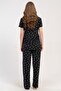 Women's Front Buttoned Short Sleeve Black Pajama Set C7T8N2215 - 4