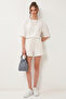 Modal Oversize T-Shirt Shorts Set Lub0379 Ecru - 2