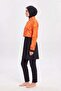 طقم ملابس سباحة كاملة من 3 قطع بنمط شمسية برتقالي 2286 - 4