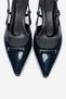 Rhea Navy Blue Patent Leather Buckle Mini Wedge Women's Heeled Shoes - 2