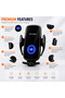 Fast Wireless Car Charger, Smart Auto-Clamping Wireless Car Charger Mount, Fast Charging, LED Display, Black Color with Blue Lighting - 4