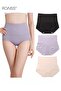 Women 3 Pack High-rise Underwear Set with Antibacterial Lining, Soft Stretchy Panties with Lace Edge