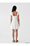 Xside White Square Neck Striped Poplin Mini Dress - 3