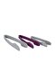 3-Piece Plastic Tongs Grey/Purple - 3
