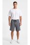 Men's Smoked Color Oversize Comfortable Combed Cotton Shorts with Side Pockets