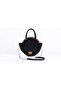 Handmade Daily Knitted Shoulder Bag with Paper String Fringes, Black Round