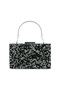 Black Silver Crystal Granulated Stone Metal Case Evening Dress Handbag with Handle and Strap - 2