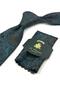 Petrol Blue Brown Shawl Pattern Classic Tie with Handkerchief Kk13721 - 4