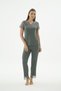 Women's Short Sleeve Lace Detailed V-Neck Camisole Dark Green Pajama Set C8T0N471