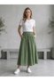 Women's Strawberry Fabric Wide-Cut Maxi Skirt with Pockets and Elastic Waist - 5