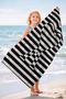 Black and White Striped Letter a Heart Motif Beach Towel - Modern Marine Monogram Bath Beach Coverlet - 6