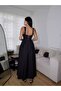 Women's Black Front and Back Tie Midi Dress - 4