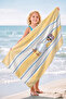 Striped Girl's Beach Towel with Duck Figure - Pastel Yellow Modern Quick-Drying Microfiber Towel