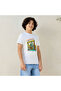 Crew Neck Short Sleeves T-shirt with Florida Print