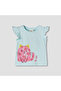 Crew Neck Short Ruffle Cap Sleeves T-shirt with Stripes - 2