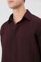 Burgundy Modal Blend Striped Men's Shirt - 3