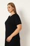 Women's Plus Size Black Viscose Dress with Pockets and Button Detail on the Sleeves - 3