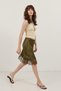 Khaki Lace Detailed Satin Skirt - 3