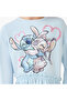 Round Neck Long Sleeves Dress with Lilo and Stitch Print - 5