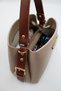 Women's Beige Tan Crossbody Hand and Shoulder Bag with Internal Pocket, Front Accessory and Belt Detail - 7