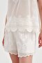 Women's Shorts with Complete Embroidery Detail, Lined Inside, Elastic Waist Design - 7