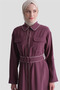Piping Detailed Dress in Plum Color - 3